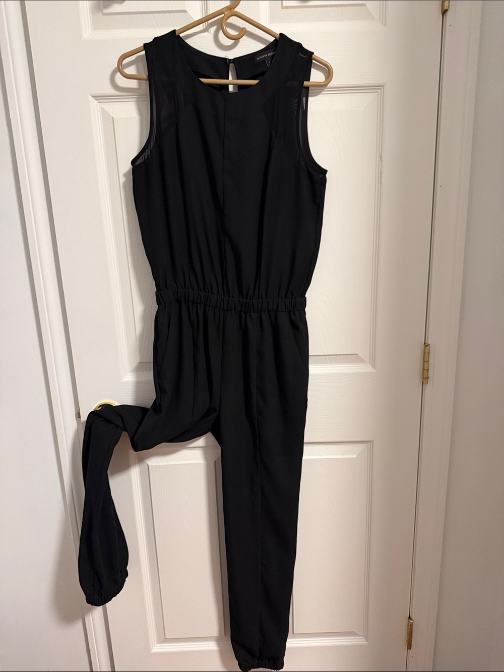 Banana Republic Black Sleeveless Jumpsuit with Elastic Waist